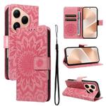 For Huawei Pura 80 5G Embossed Sunflower Pattern Flip Leather Phone Case(Pink)