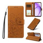 For OPPO A3 Pro Global / A80 5G Embossed Heart Dog RFID Blocking Wallet Leather Phone Case(Brown)