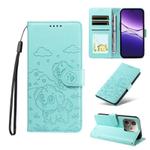 For OPPO A5 Pro 4G / 5G Global Embossed Heart Dog RFID Blocking Wallet Leather Phone Case(Green)