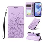 For OPPO A54 4G / A55 5G / A53s 5G Embossed Heart Dog RFID Blocking Wallet Leather Phone Case(Purple)