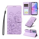 For OPPO A78 5G Global / A58x 5G Embossed Heart Dog RFID Blocking Wallet Leather Phone Case(Purple)