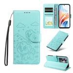 For OPPO A79 5G / OnePlus Nord N30 SE 5G Embossed Heart Dog RFID Blocking Wallet Leather Phone Case(Green)