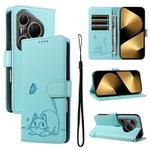 For Huawei Pura 80 Ultra 5G Adorable Cat Embossed Pattern Flip Leather Phone Case(Green)