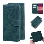 For Sony Xperia 5 Tiger Embossing Pattern Horizontal Flip Leather Case with Holder & Card Slots & Wallet(Green)
