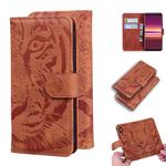 For Sony Xperia 5 Tiger Embossing Pattern Horizontal Flip Leather Case with Holder & Card Slots & Wallet(Brown)