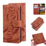 For Sony Xperia 10 Plus Tiger Embossing Pattern Horizontal Flip Leather Case with Holder & Card Slots & Wallet(Brown)