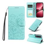 For vivo V50 Lite 4G / 5G Embossed Heart Dog RFID Blocking Wallet Leather Phone Case(Green)