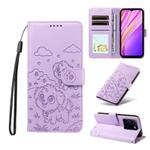 For vivo Y35 4G / Y22s / Y22 Embossed Heart Dog RFID Blocking Wallet Leather Phone Case(Purple)
