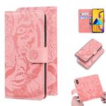 For Samsung Galaxy M30s / M21 Tiger Embossing Pattern Horizontal Flip Leather Case with Holder & Card Slots & Wallet(Pink)
