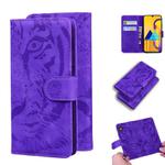 For Samsung Galaxy M30s / M21 Tiger Embossing Pattern Horizontal Flip Leather Case with Holder & Card Slots & Wallet(Purple)