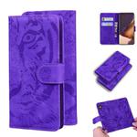 For Samsung Galaxy Note 20 Ultra Tiger Embossing Pattern Horizontal Flip Leather Case with Holder & Card Slots & Wallet(Purple)