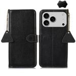For iPhone 17 Pro Max Genuine Leather Litchi Texture RFID Leather Phone Case(Black)