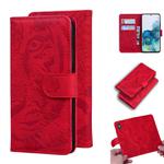 For Samsung Galaxy S20 Plus Tiger Embossing Pattern Horizontal Flip Leather Case with Holder & Card Slots & Wallet(Red)