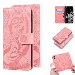 For Samsung Galaxy S20 Ultra Tiger Embossing Pattern Horizontal Flip Leather Case with Holder & Card Slots & Wallet(Pink)