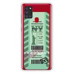 For Samsung Galaxy A21s Boarding Pass Series TPU Phone Protective Case(Green New York)