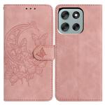 For Motorola Moto G56 5G Moonlit Butterfly Dance Pattern Embossed Leather Phone Case(Pink)