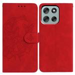 For Motorola Moto G56 5G Moonlit Butterfly Dance Pattern Embossed Leather Phone Case(Red)