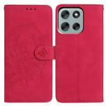 For Motorola Moto G56 5G Moonlit Butterfly Dance Pattern Embossed Leather Phone Case(Rose Red)