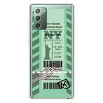 For Samsung Galaxy Note 20 Boarding Pass Series TPU Phone Protective Case(Green New York)