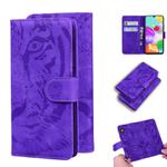 For Samsung Galaxy A41 Tiger Embossing Pattern Horizontal Flip Leather Case with Holder & Card Slots & Wallet(Purple)