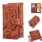 For Samsung Galaxy A01 Tiger Embossing Pattern Horizontal Flip Leather Case with Holder & Card Slots & Wallet(Brown)