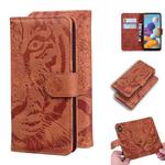 For Samsung Galaxy A21 Tiger Embossing Pattern Horizontal Flip Leather Case with Holder & Card Slots & Wallet(Brown)