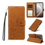 For Tecno Pova 7 4G Embossed Heart Dog RFID Blocking Wallet Leather Phone Case(Brown)