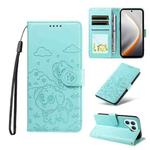 For Tecno Pova 7 Pro 5G Embossed Heart Dog RFID Blocking Wallet Leather Phone Case(Green)