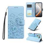 For Tecno Pova 7 Pro 5G Embossed Heart Dog RFID Blocking Wallet Leather Phone Case(Sky Blue)