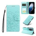 For Tecno Spark 40 Pro+ 4G Embossed Heart Dog RFID Blocking Wallet Leather Phone Case(Green)