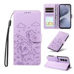 For Infinix Hot 60 / 60i Embossed Heart Dog RFID Blocking Wallet Leather Phone Case(Purple)