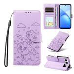 For Infinix Smart 10 Plus 4G x6725B Embossed Heart Dog RFID Blocking Wallet Leather Phone Case(Purple)