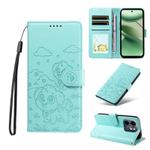 For Infinix Hot 50i 4G / Smart 9 4G Embossed Heart Dog RFID Blocking Wallet Leather Phone Case(Green)