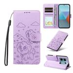 For Redmi Note 13 Pro 5G / Poco X6 5G Embossed Heart Dog RFID Blocking Wallet Leather Phone Case(Purple)
