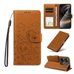 For Redmi Turbo 3 5G / Poco F6 Embossed Heart Dog RFID Blocking Wallet Leather Phone Case(Brown)