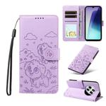 For Redmi 14C 4G / 5G / 14R / A4 Embossed Heart Dog RFID Blocking Wallet Leather Phone Case(Purple)