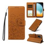 For Redmi A5 4G 171.7mm / Poco C71 Embossed Heart Dog RFID Blocking Wallet Leather Phone Case(Brown)