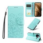 For Redmi K80 Pro / Poco F7 Ultra Embossed Heart Dog RFID Blocking Wallet Leather Phone Case(Green)