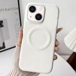For iPhone 15 Skin Feel Sheepskin MagSafe Magnetic Phone Case(White)