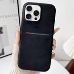 For iPhone 16 Pro Max Skin Feel Sheepskin Card Slot Phone Case(Black)