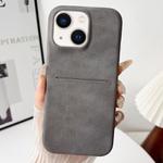 For iPhone 15 Plus Skin Feel Sheepskin Card Slot Phone Case(Grey)