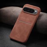 For Google Pixel 9 Pro XL Skin Feel Sheepskin Card Slot Phone Case(Brown)