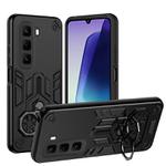 For Infinix Hot 50 Pro+ 4G Double-Ring Holder PC Hybrid TPU Phone Case(Black)