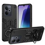 For Realme 14T 5G Double-Ring Holder PC Hybrid TPU Phone Case(Black)