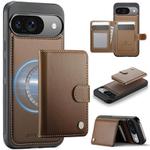 For Google Pixel 9 / 9 Pro JEEHOOD J09 Buckle Card Bag MagSafe Magnetic Style RFID Leather Phone Case(Brown)