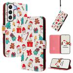 For Samsung Galaxy S22+ 5G Christmas Series Buckle Leather Phone Case with Hand Strap(Christmas Elements)