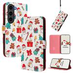 For Samsung Galaxy S23 FE 5G Christmas Series Buckle Leather Phone Case with Hand Strap(Christmas Elements)