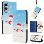 For Samsung Galaxy S25 Edge 5G Christmas Series Buckle Leather Phone Case with Hand Strap(Snowflake Snowman)