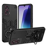 For Motorola Edge 50 Fusion Double-Ring Holder PC Hybrid TPU Phone Case(Black)