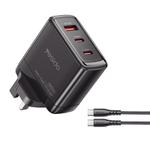 Yesido YC98C 65W Three-port Fast Charger, Plug:EU Plug with Type-C to Type-C Cable(Black)